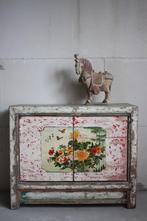 Chinees Dressoir Kleurrijke Kast Uniek Meubel Vintage Hout, Met deur(en), Nieuw, Ophalen of Verzenden, Minder dan 150 cm