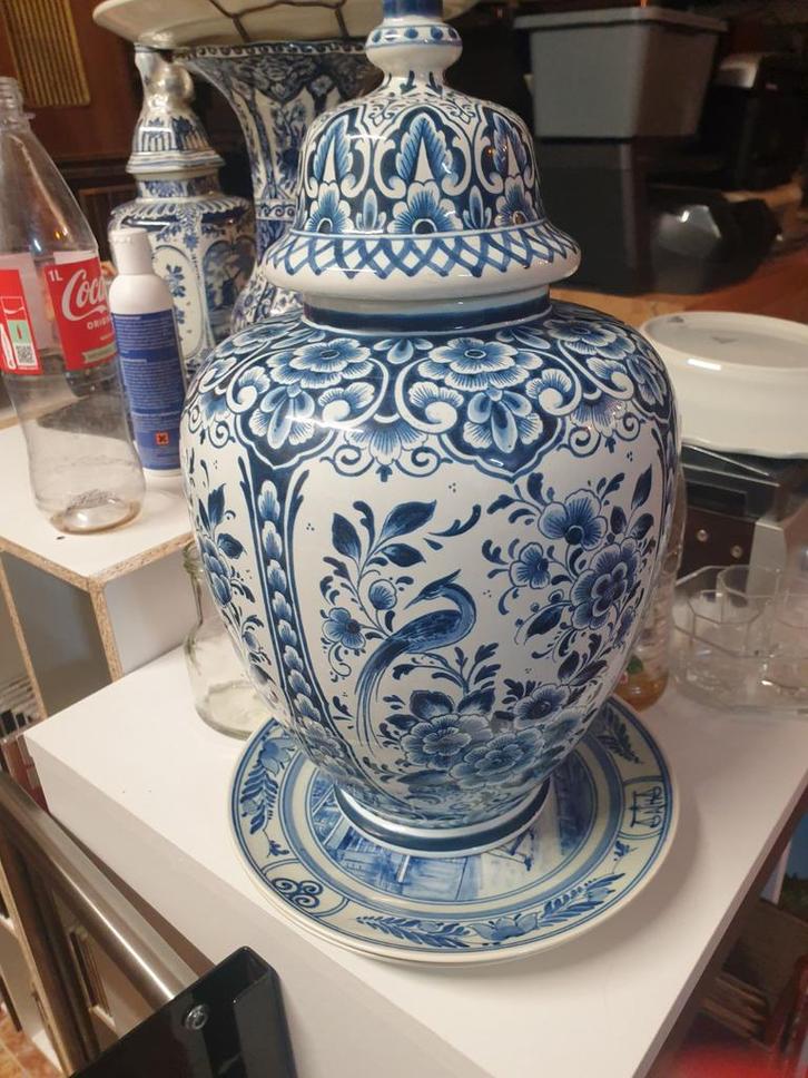 Delfts Blauwe Vaas met Deksel, Antiek en Kunst, Antiek | Keramiek en Aardewerk, Ophalen of Verzenden