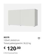 Besta IKEA wit mat, 120 x 41,4 x 64,8cm, Met deur(en), Minder dan 100 cm, 25 tot 50 cm, Minder dan 150 cm