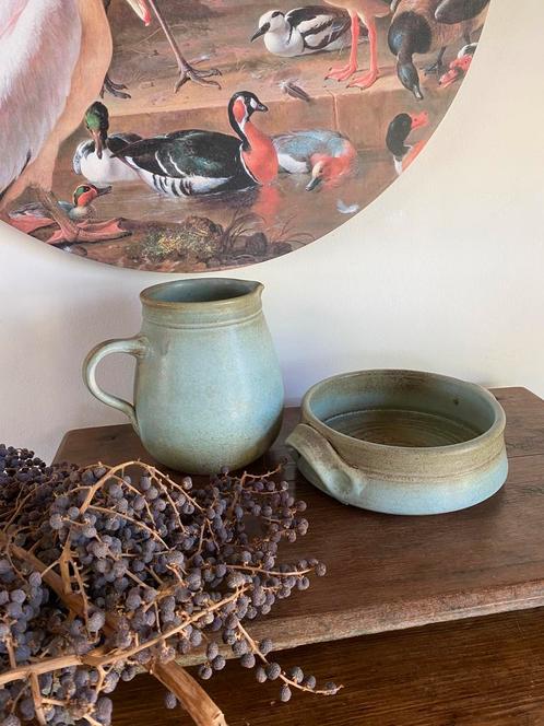 Vintage set van keramiek, kan met diepe schaal, Antiek en Kunst, Antiek | Keramiek en Aardewerk, Ophalen of Verzenden
