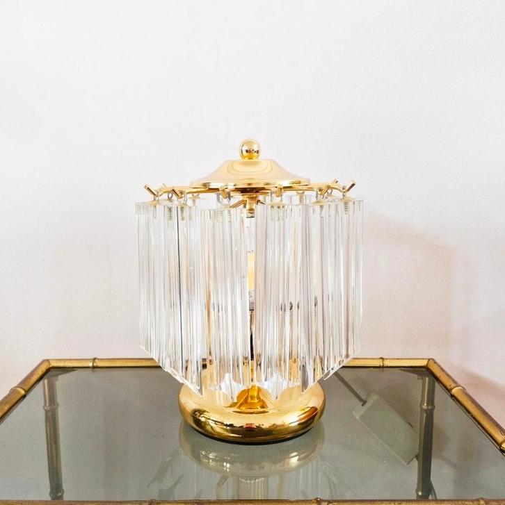 Italiaanse Novaresi tafellamp met kristallen, Huis en Inrichting, Lampen | Tafellampen, Zo goed als nieuw, Minder dan 50 cm, Ophalen of Verzenden