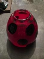 Grote, zware rode vaas met stippen, Ophalen, Gebruikt, Glas, Minder dan 50 cm