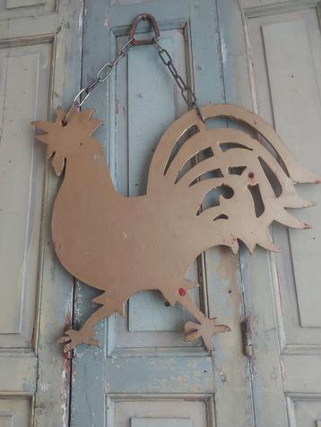 Antiek uithangbord grote ijzeren haan ca 7 kilo beschikbaar voor biedingen