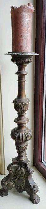 Messing antieke kerk kandelaar, hoog 61 cm  4,69 kg, Antiek en Kunst, Antiek | Kandelaars, Ophalen of Verzenden, Koper of Brons
