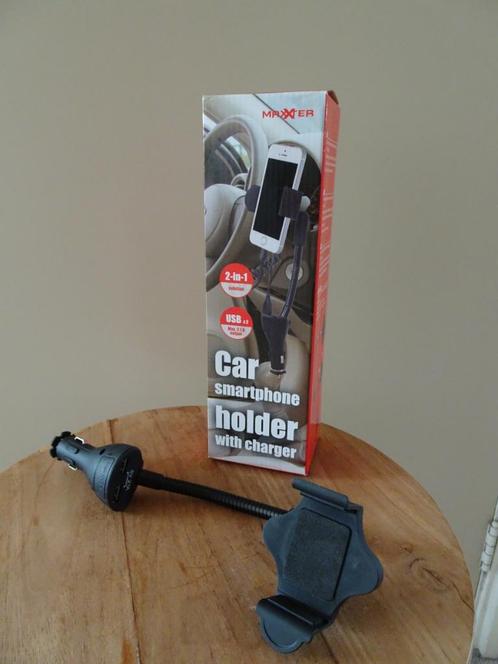 Universele 2 in 1 smartphone / mobiel autohouder met USB-lad, Telecommunicatie, Telefoonhouders, Zo goed als nieuw, Auto, Ophalen of Verzenden