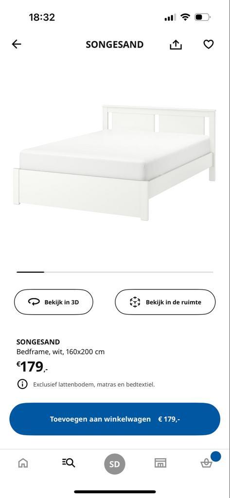 Ikea bedframe incl lattenbodem., Huis en Inrichting, Slaapkamer | Bedden, Zo goed als nieuw, Tweepersoons, 160 cm, 200 cm, Hout