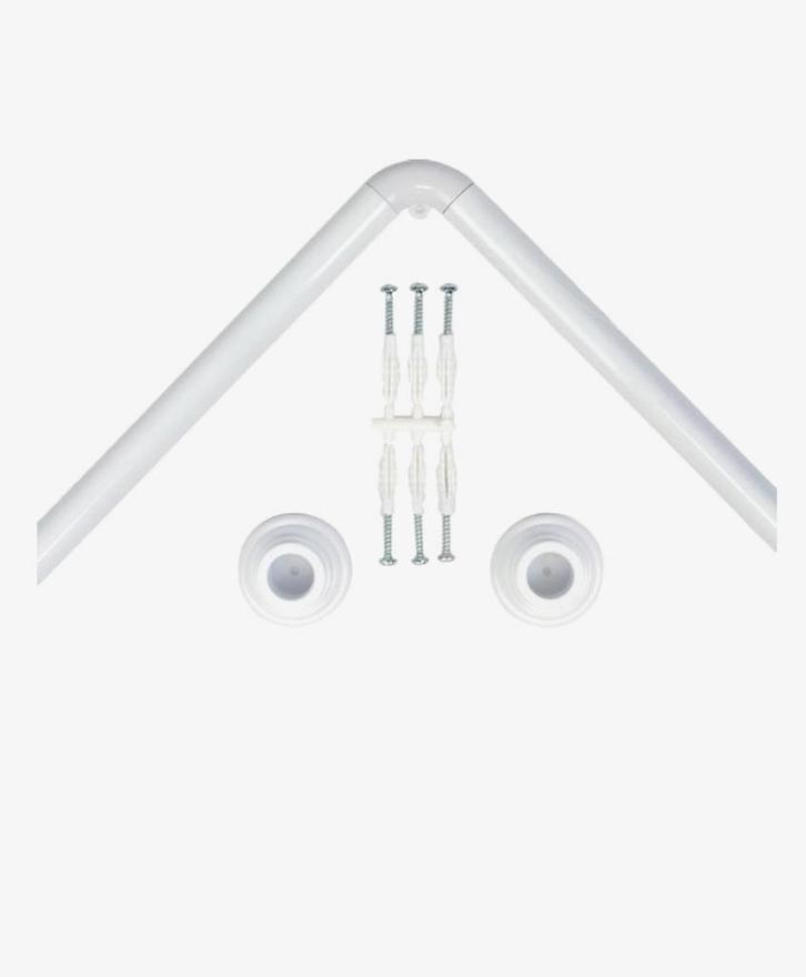 Hoek Douchegordijnstang - 90x90 cm - Wit Aluminium, Huis en Inrichting, Stoffering | Gordijnen en Lamellen, Nieuw, Minder dan 100 cm