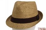gleufhoed Trilby Hawkins rough look strohoed groen-geel 58, Kleding | Heren, Hoeden en Petten, Hoed, Nieuw, Ophalen of Verzenden