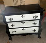 Brocante buikkastje DIY zwart/wit leeuwepootjes, Huis en Inrichting, Kasten | Ladekasten, Gebruikt, Brocante buikkastje, 3 of 4 laden