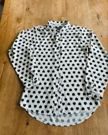 Witte blouse met zwarte hartjes  Tom-du - Maat 152 beschikbaar voor biedingen