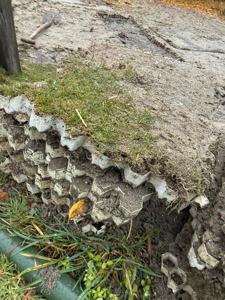 Grindmatten met drainage zand, Tuin en Terras, Grind, Keien en Split, Gebruikt, Overige typen, Wit, Ophalen