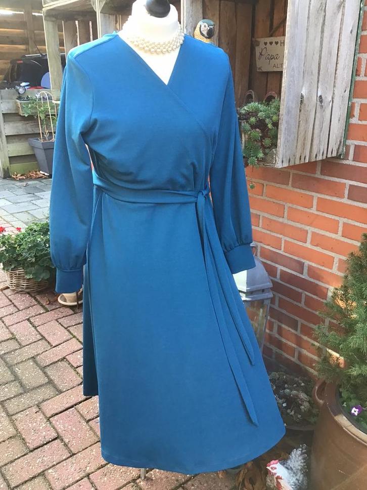 Jurk maat 48 kleur PETROL, Kleding | Dames, Jurken, Zo goed als nieuw, Maat 46/48 (XL) of groter, Blauw, Knielengte, Ophalen of Verzenden