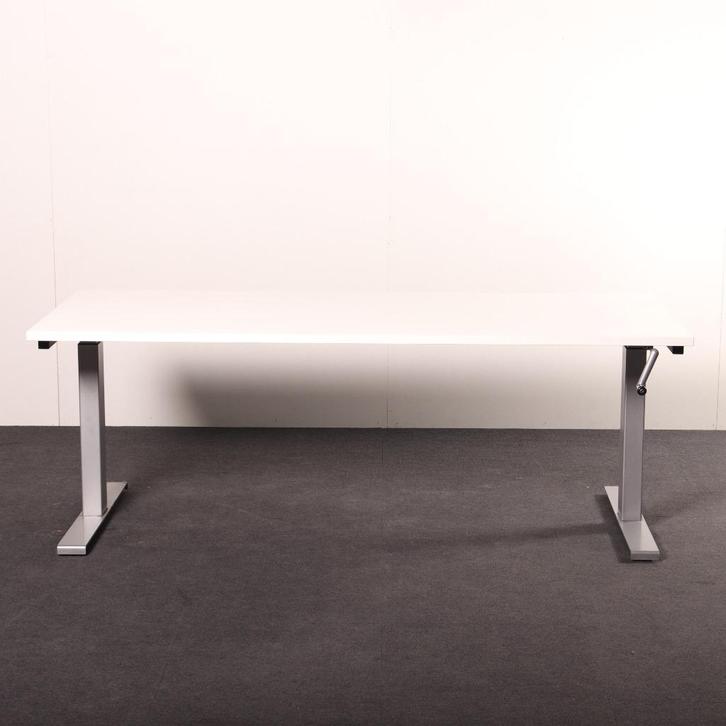 Slingerbureau 180x80cm zit/zit alu frame 65-100cm, Huis en Inrichting, Bureaus, Gebruikt, Bureau, In hoogte verstelbaar, Ophalen of Verzenden