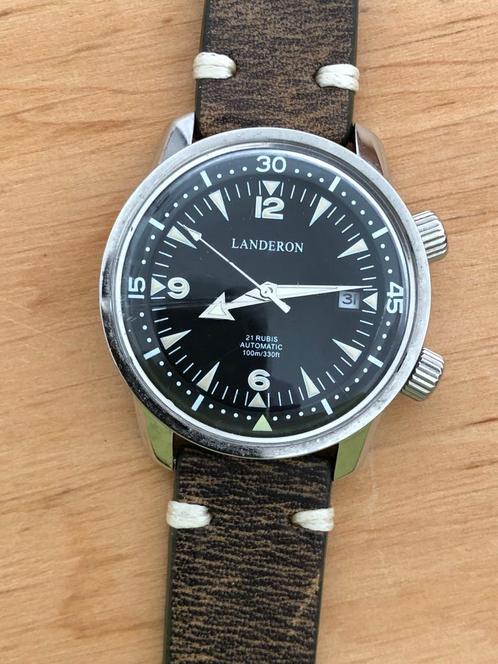 LANDERON COMPRESSOR AUTOMATISCHE GROENE INDEX WIJZERPLAAT LU, Sieraden, Tassen en Uiterlijk, Horloges | Antiek, Polshorloge, Overige merken