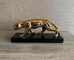 panter (goud met zwart) 15hoog 31breed 9diep/Nieuw!, Verzamelen, Beelden en Beeldjes, Ophalen of Verzenden, Nieuw