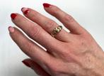 18 Karaat Gouden Schakel Ring Met Diamanten, Ophalen of Verzenden, Zo goed als nieuw, 17 tot 18, Met edelsteen