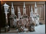 3 Prachtige houten dorp kersthuizen kerstkerken 91 cm hoog, Diversen, Kerst, Ophalen, Zo goed als nieuw