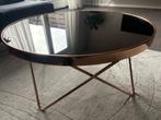 Ronde salontafel koper & glas, Huis en Inrichting, Tafels | Salontafels, Ophalen, Gebruikt, Rond, 50 tot 100 cm