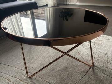 Ronde salontafel koper & glas beschikbaar voor biedingen