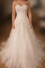 Strapless trouwjurk met vetersluiting, Ophalen of Verzenden, Zo goed als nieuw, Wit, Trouwjurk