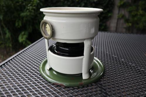 stoof olielamp theelicht emaille wit antiek petroleum stel, Antiek en Kunst, Antiek | Woonaccessoires, Ophalen of Verzenden