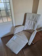 Crème lederen relaxfauteuil, Ophalen, Gebruikt, 50 tot 75 cm, Leer