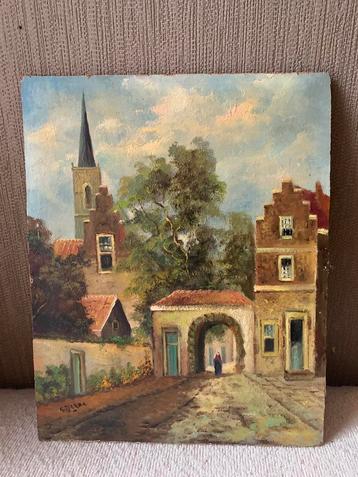 Gesigneerd paneeltje olieverf beschikbaar voor biedingen