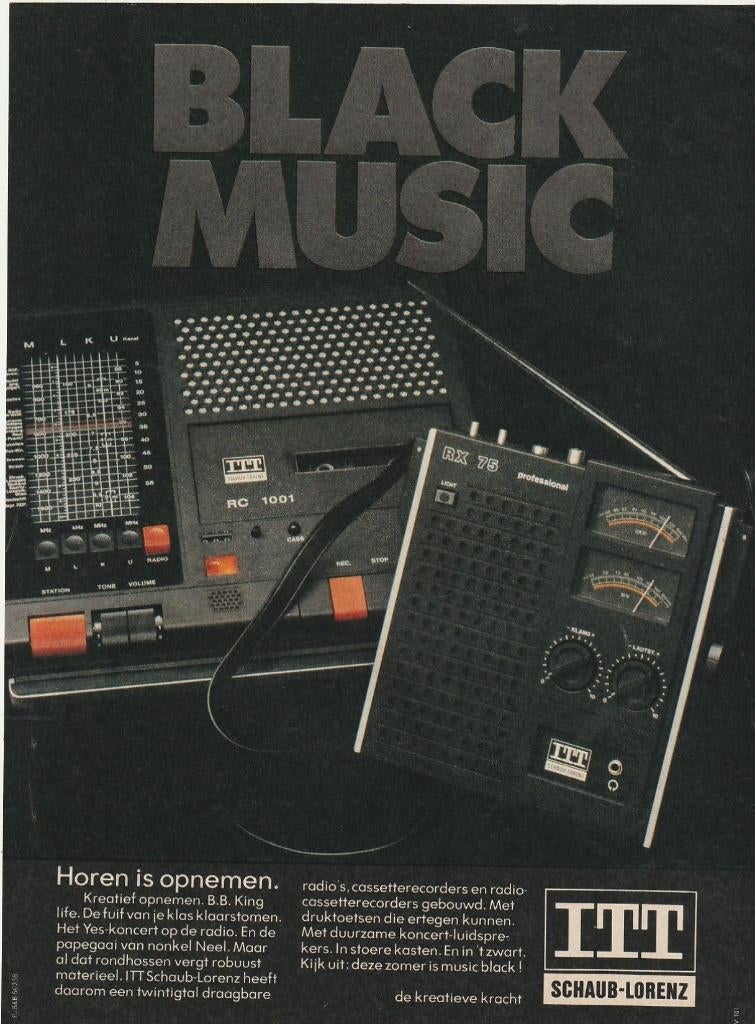 Retro reclame 1975 ITT  draagbare radio cassetterecorder, Verzenden, Overige typen
