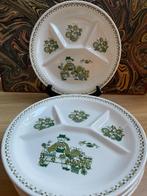 Vintage Figgjo Flint Market fondue borden 6x Groen met wit, Huis en Inrichting, Ophalen of Verzenden, Zo goed als nieuw, Bord(en)