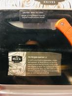 Buck 110 USA Oranje Topo Nieuw in Collectors blik + Sheath z, Vintageknives.nl, Nieuw, Ophalen of Verzenden, Maarten@Vintageknives.nl