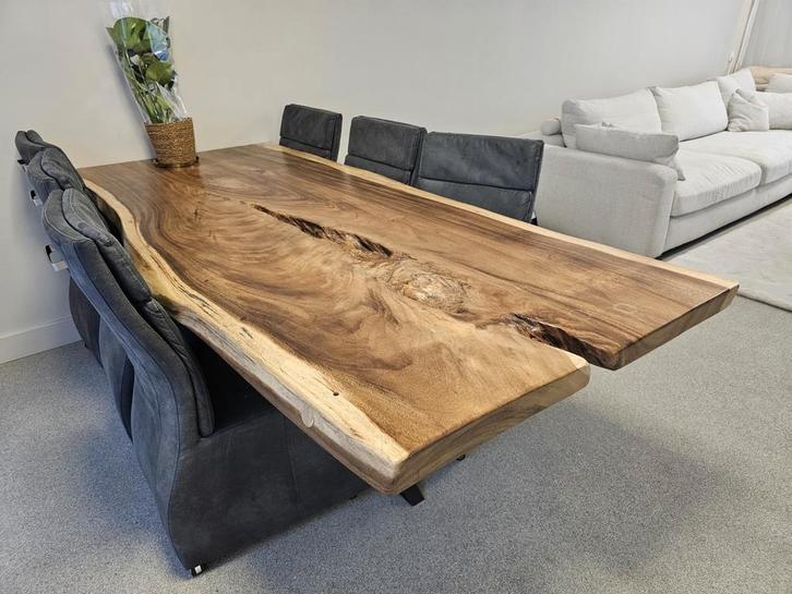 Boomstamtafel, Huis en Inrichting, Tafels | Eettafels, Zo goed als nieuw, 100 tot 150 cm, 200 cm of meer, Vijf personen of meer