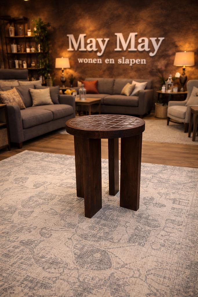Bijzetsalontafel keramiek mango Bruin Ø40cm Direct leverbaar, Huis en Inrichting, Tafels | Salontafels, Nieuw, Minder dan 50 cm