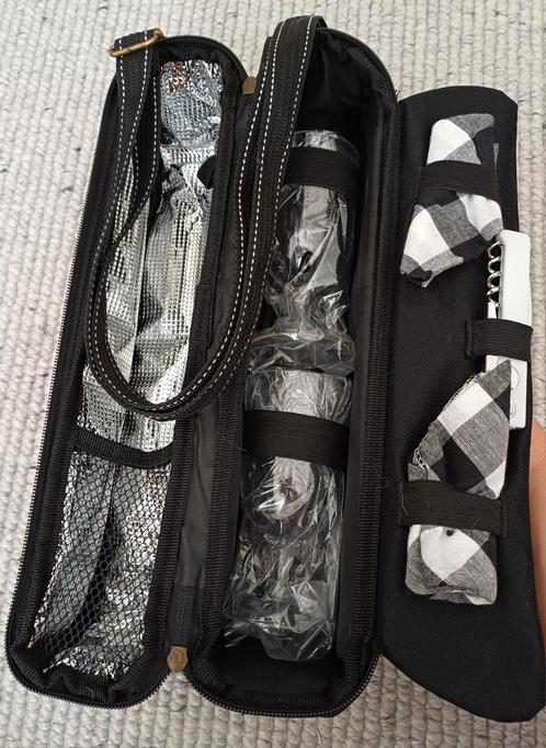 Nieuw wijn koeltas met bekers + 2 servetten + flesopener., Huis en Inrichting, Woonaccessoires | Wijnrekken, Nieuw, Ophalen