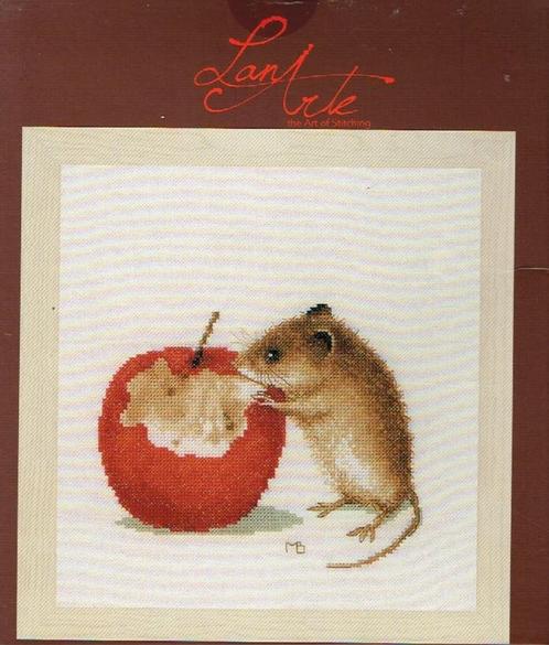Cado SALE MARJOLEIN BASTIN BORDUURPAKKET MUISJE + APPEL  633, Hobby en Vrije tijd, Borduren en Borduurmachines, Nieuw, Borduurpakket