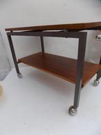 trolley teak midcentury retro zwevend blad tvtafel sidetable, Ophalen, Gebruikt