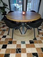Ronde massief eikenhouten tafel met matrix poot., Huis en Inrichting, Ophalen, Rond, Zo goed als nieuw, 100 tot 150 cm
