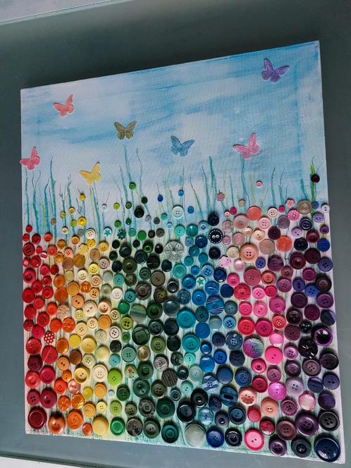Knopen Schilderij Handgemaakt, Huis en Inrichting, Woonaccessoires | Schilderijen, Tekeningen en Foto's, Nieuw, Schilderij, Minder dan 50 cm
