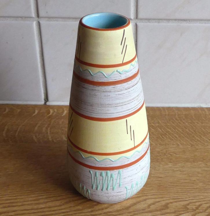 Eckhardt & Engler 2016/15 vintage vaasje West-Germany geel, Huis en Inrichting, Woonaccessoires | Vazen, Gebruikt, Geel, Minder dan 50 cm