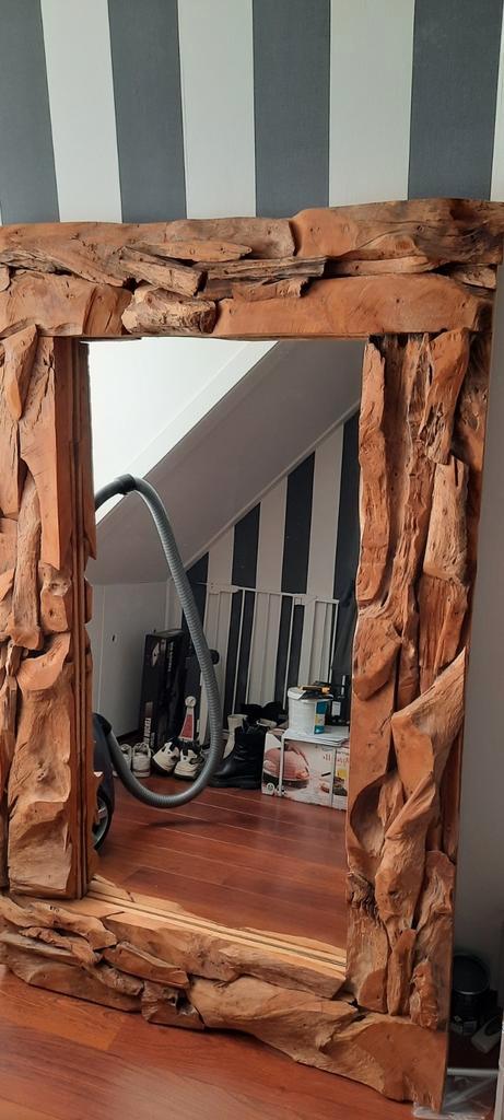Mooie spiegel van drijfhout, Huis en Inrichting, Woonaccessoires | Spiegels, Zo goed als nieuw, Rechthoekig, Ophalen