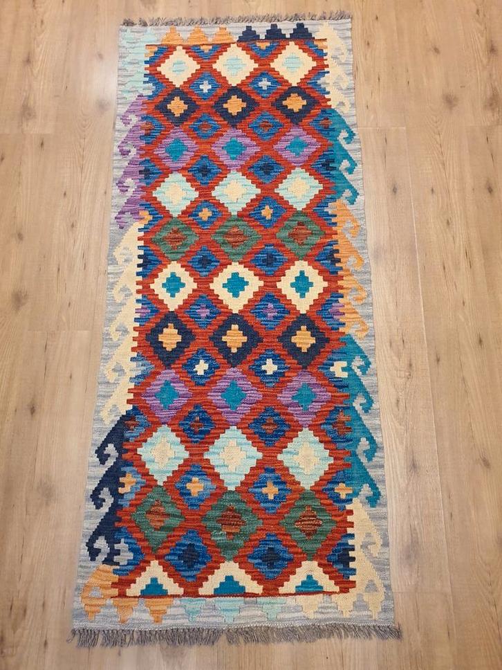 Handgeweven oosterse wollen kelim loper 190x79, Huis en Inrichting, Stoffering | Tapijten en Kleden, Nieuw, 50 tot 100 cm, 200 cm of meer