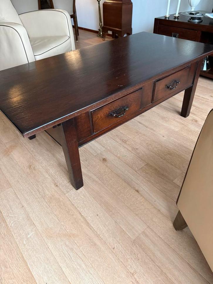 Houten Salontafel met Lades 140x70x50, Huis en Inrichting, Tafels | Salontafels, Gebruikt, Minder dan 50 cm, 100 tot 150 cm, 50 tot 100 cm