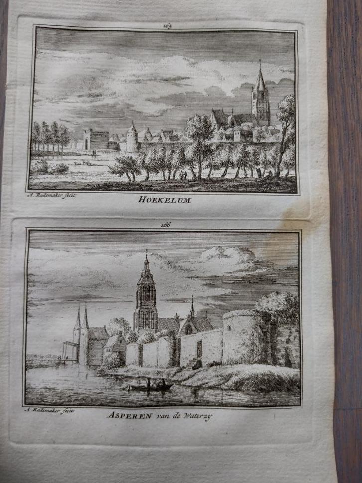 165/166 Heukelom/ Hoekelom en Asperen Kopergravure 18e Eeuw, Antiek en Kunst, Kunst | Etsen en Gravures, Ophalen of Verzenden