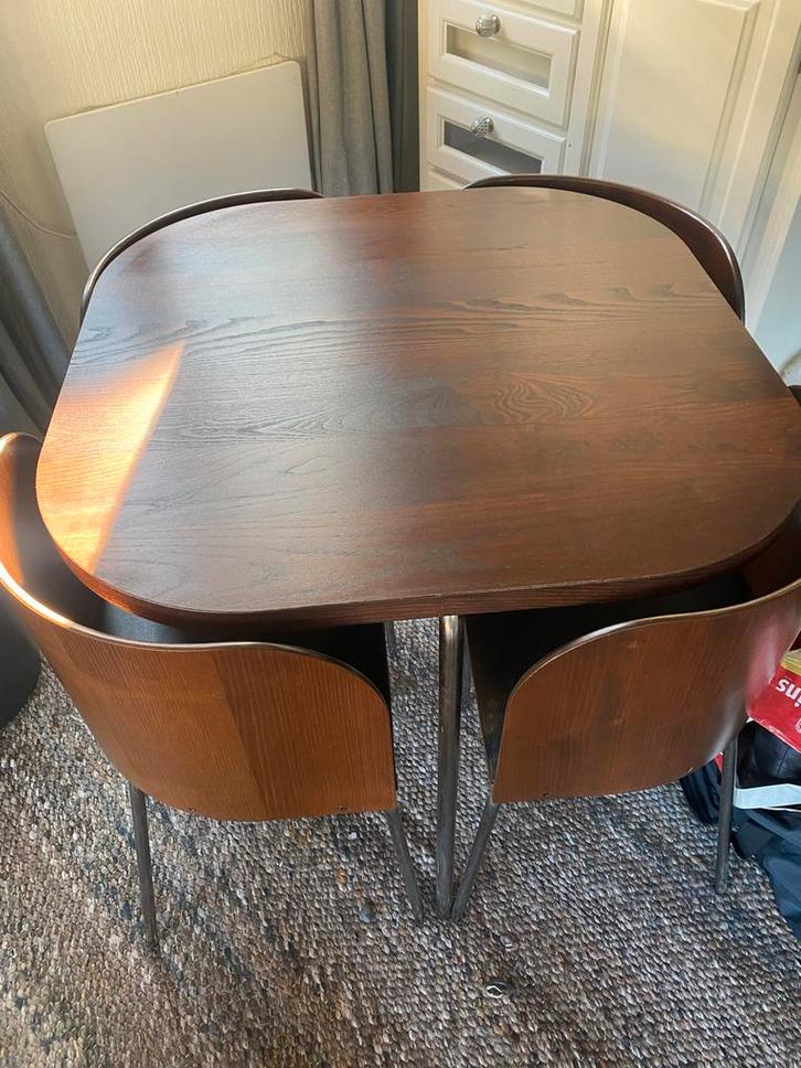 Ruimtebesparende Eethoek met Stoelen, Huis en Inrichting, Complete eetkamers, Zo goed als nieuw, 4 tot 6 stoelen, Ophalen of Verzenden