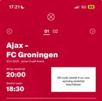 Twee kaartjes AJAX vs GRONINGEN, Tickets en Kaartjes, Sport | Voetbal, Twee personen, April