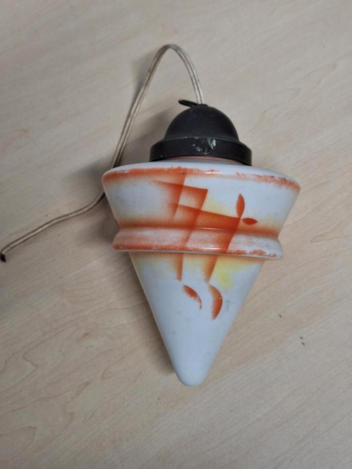 Vintage Hanglamp met Oranje Design, Huis en Inrichting, Lampen | Hanglampen, Gebruikt, Minder dan 50 cm, Glas, Ophalen of Verzenden
