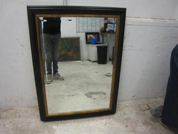 Grote facet geslepen spiegel met zwart/gouden lijst, 87x117 beschikbaar voor biedingen