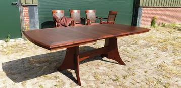 Bannink Jugendstil kersenhout eetkamer tafel uitschuifbaar  beschikbaar voor biedingen
