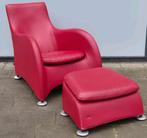 Loge fauteuil met hocker montis gerard van den berg, Ophalen, Minder dan 50 cm, Gebruikt, Leer