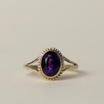 Vintage 9 karaat gouden amethist solitaire ring, Verzenden, Zo goed als nieuw, 17 tot 18, Nvt