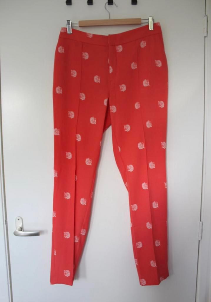 NIEUWE koraal/witte pantalon met panters van Alix the Label, Kleding | Dames, Broeken en Pantalons, Nieuw, Maat 42/44 (L), Roze